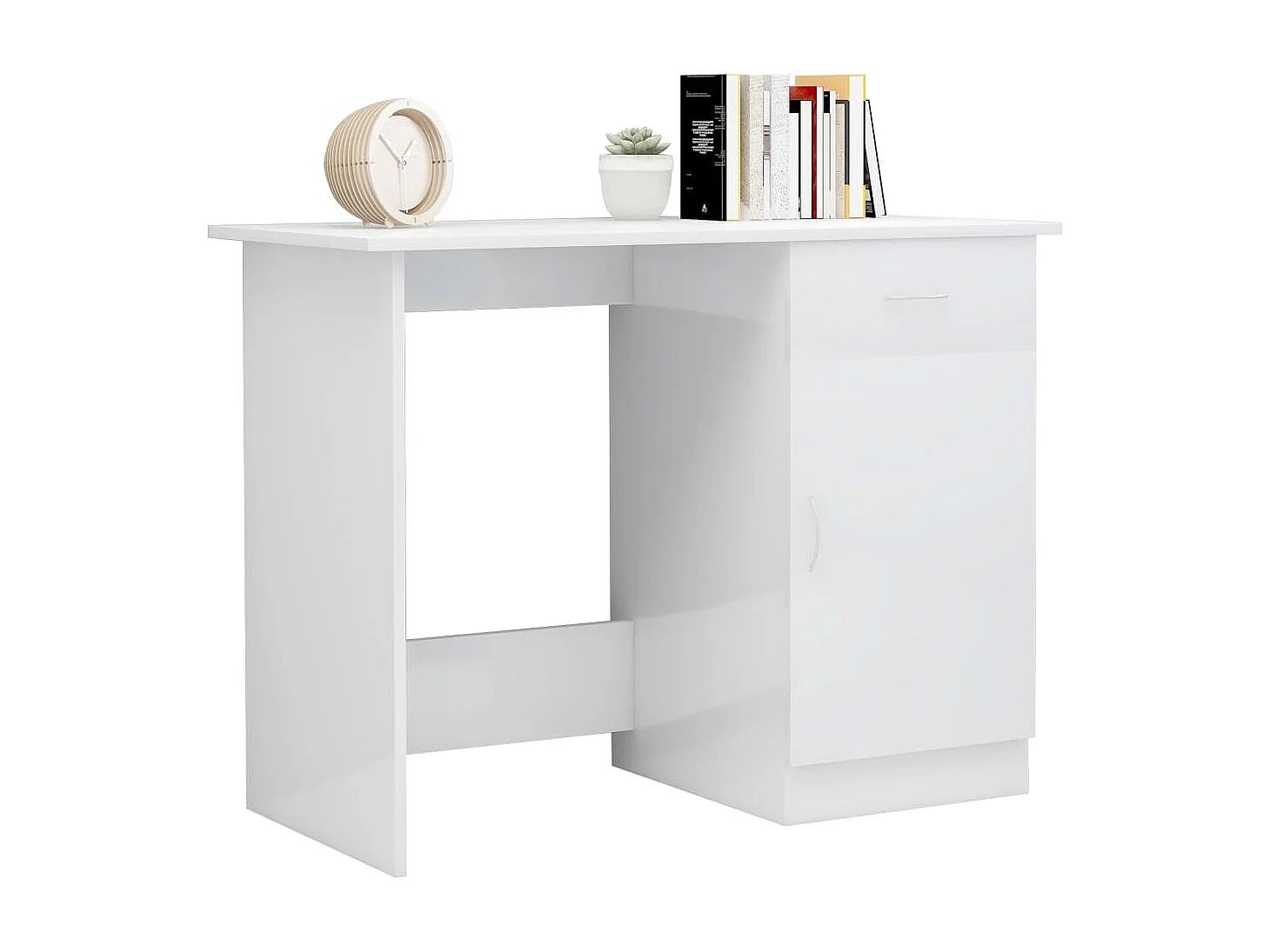 Adriano  Bureau 100x50x76 cm bewerkt hout hoogglans wit