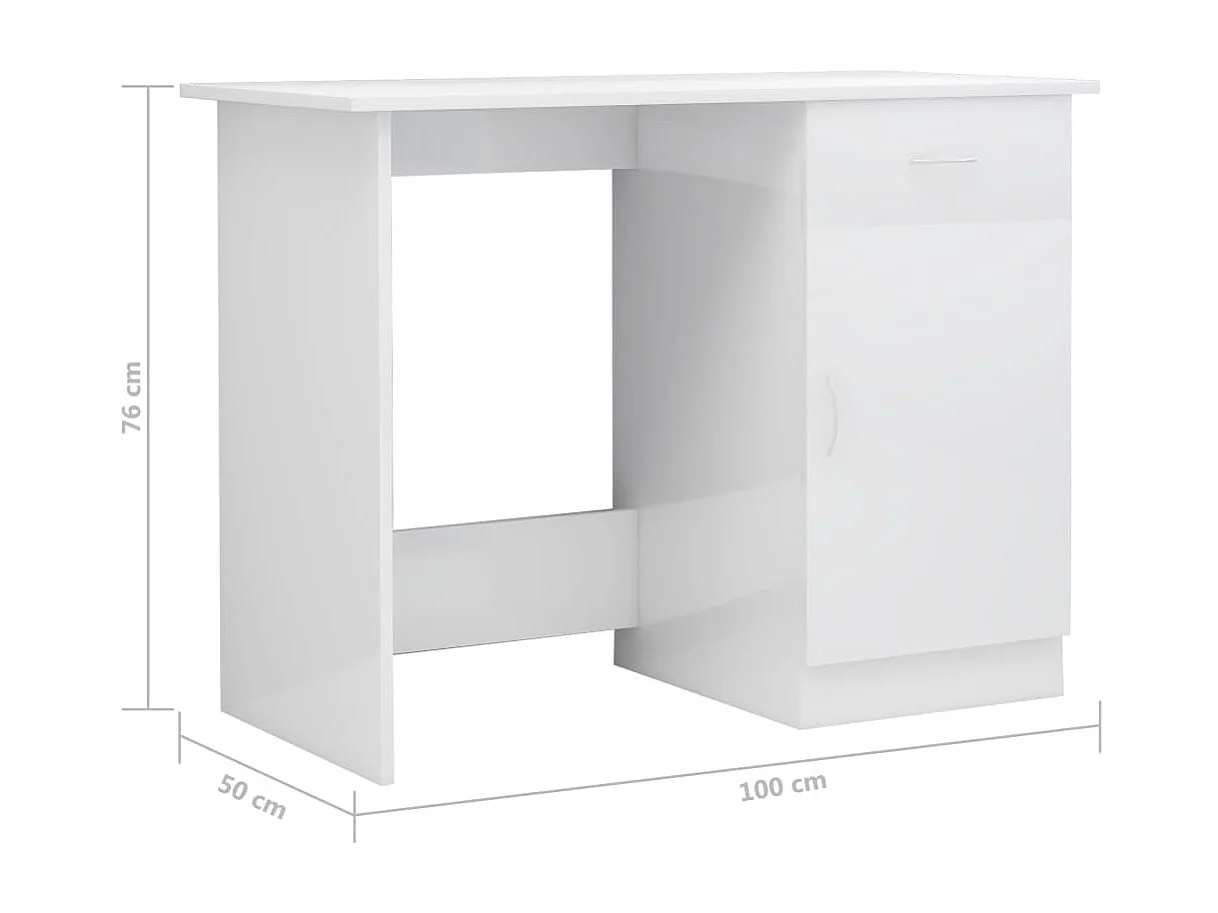 Adriano  Bureau 100x50x76 cm bewerkt hout hoogglans wit