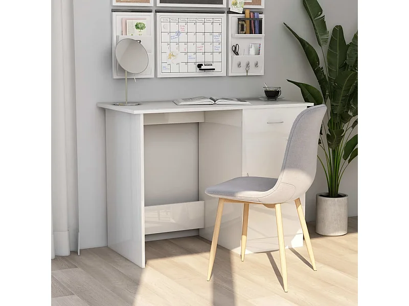 Adriano  Bureau 100x50x76 cm bewerkt hout hoogglans wit