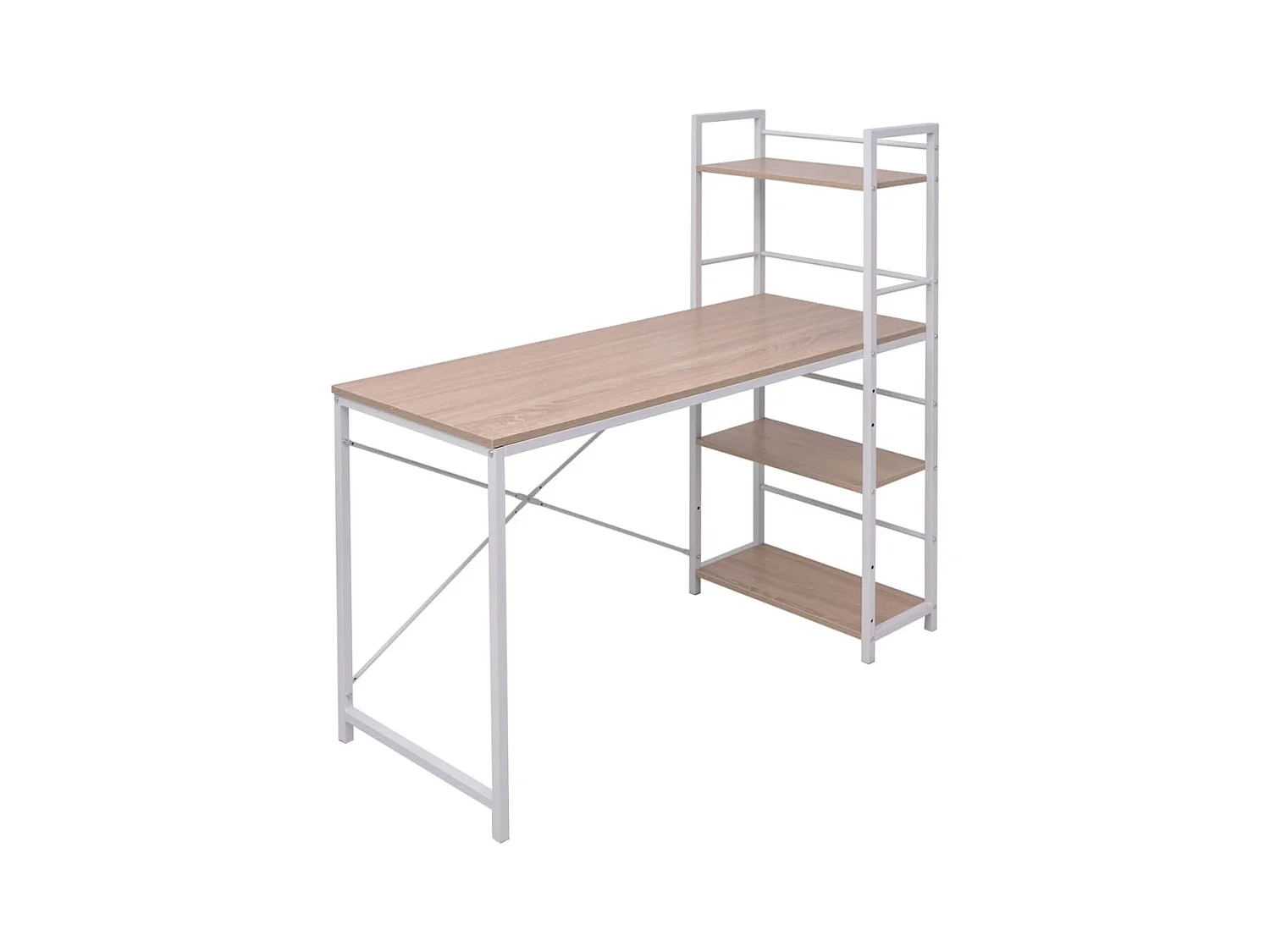 Garden Furniture -  Bureau avec bibliothèque à 4 niveaux chêne