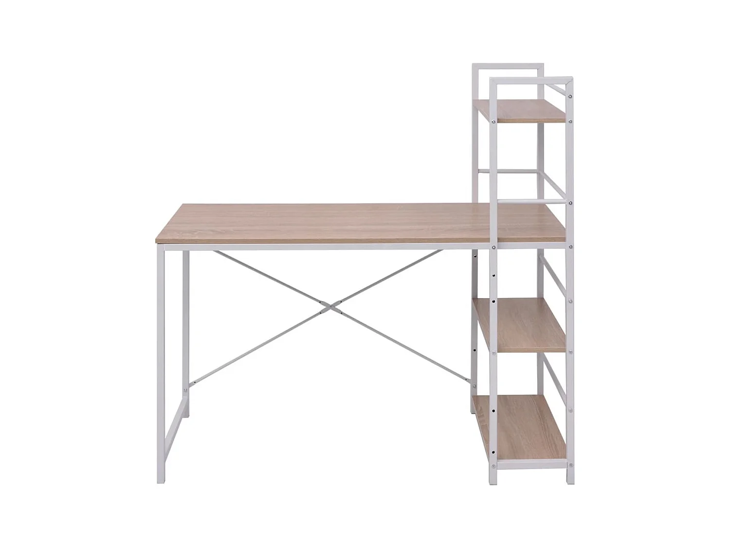 Garden Furniture -  Bureau avec bibliothèque à 4 niveaux chêne