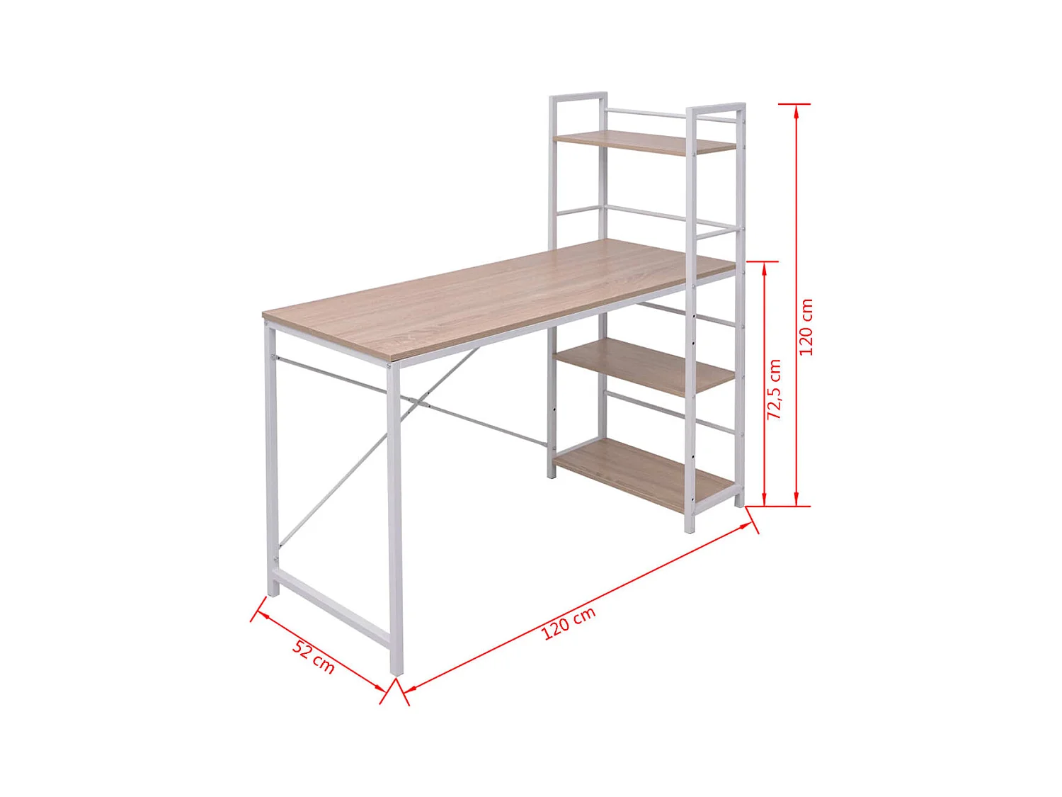 Garden Furniture -  Bureau avec bibliothèque à 4 niveaux chêne