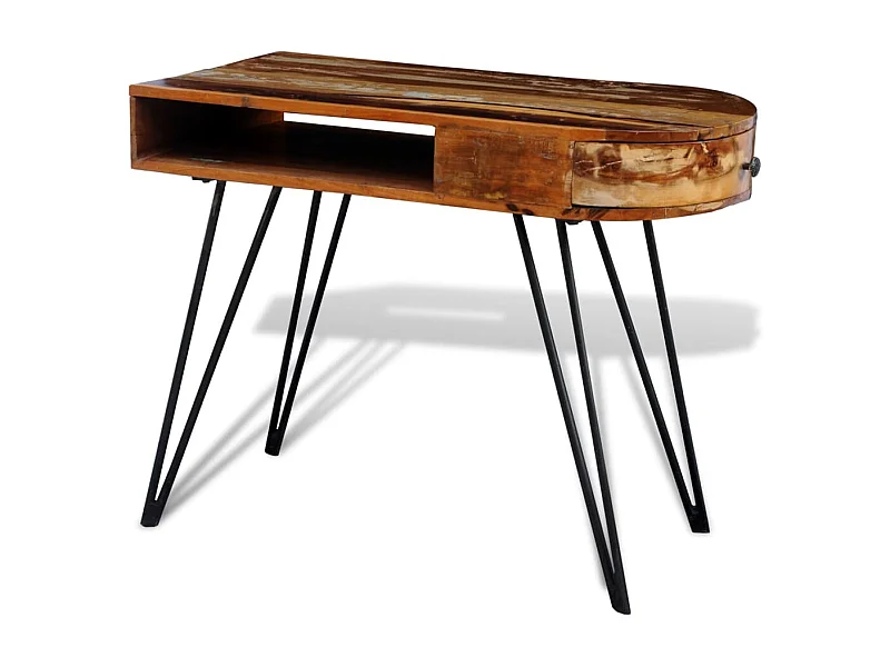 Garden Furniture -  Bureau met ijzeren poten massief gerecycled hout