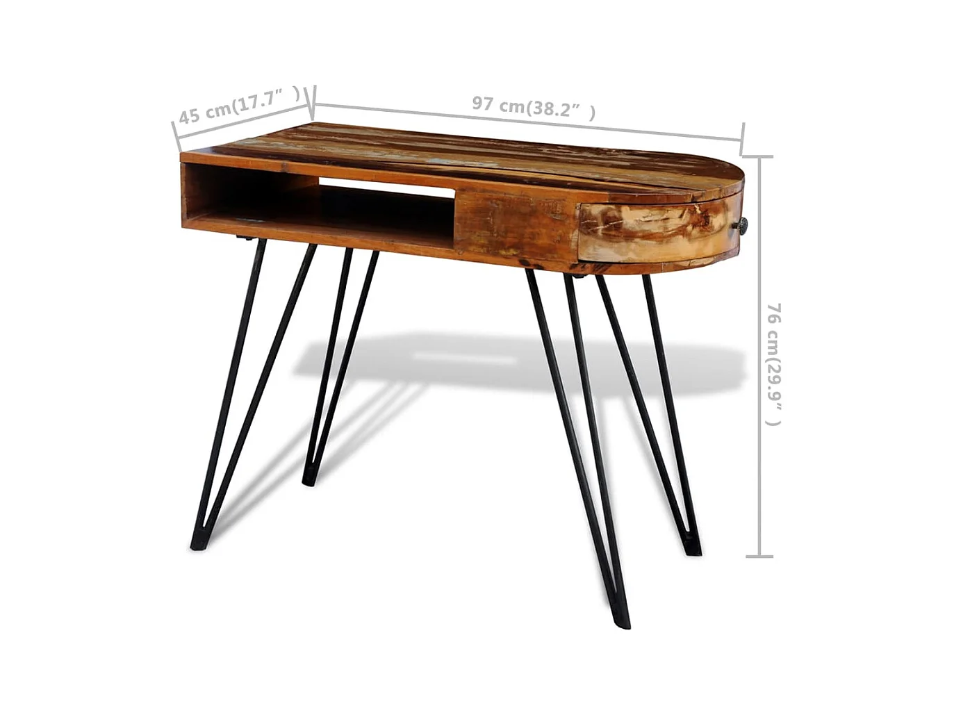 Garden Furniture -  Bureau avec pieds en fer Bois de récupération solide