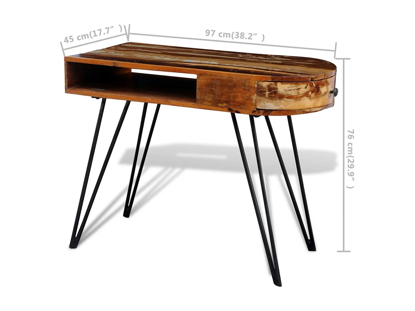 Garden Furniture -  Bureau avec pieds en fer Bois de récupération solide