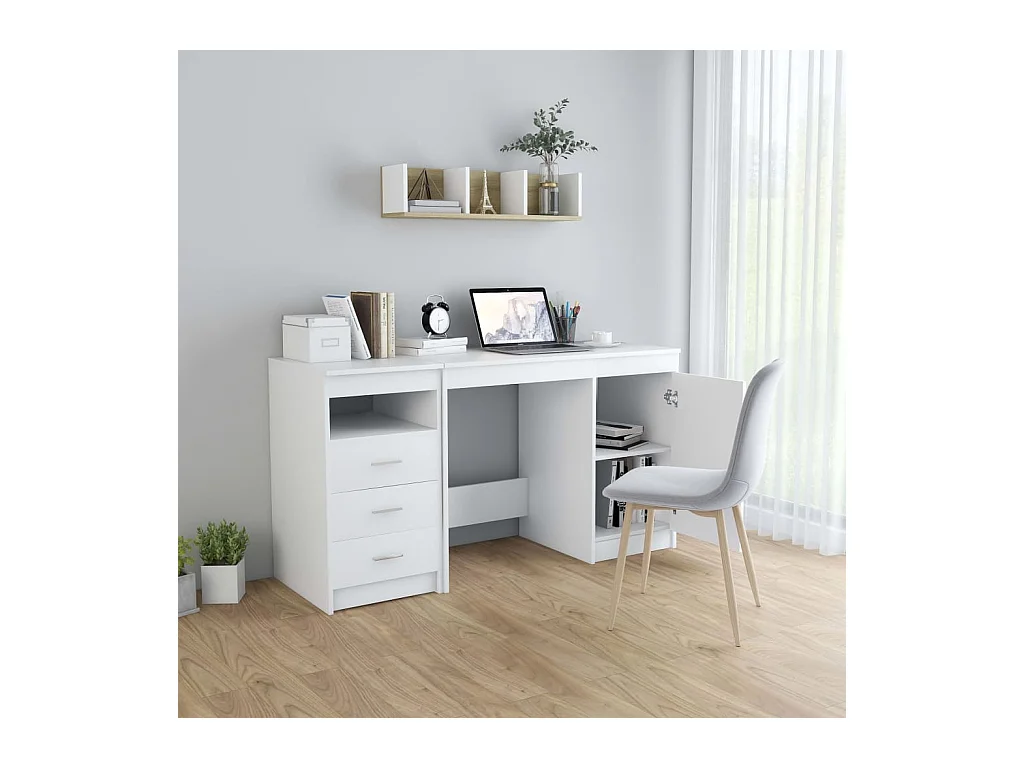 Hristina  Bureau Blanc 140x50x76 cm Bois d’ingénierie