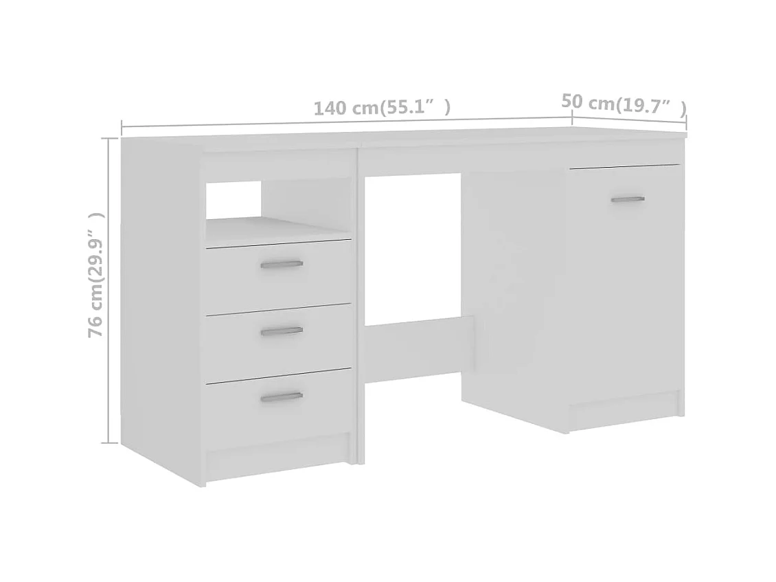 Hristina  Bureau Blanc 140x50x76 cm Bois d’ingénierie