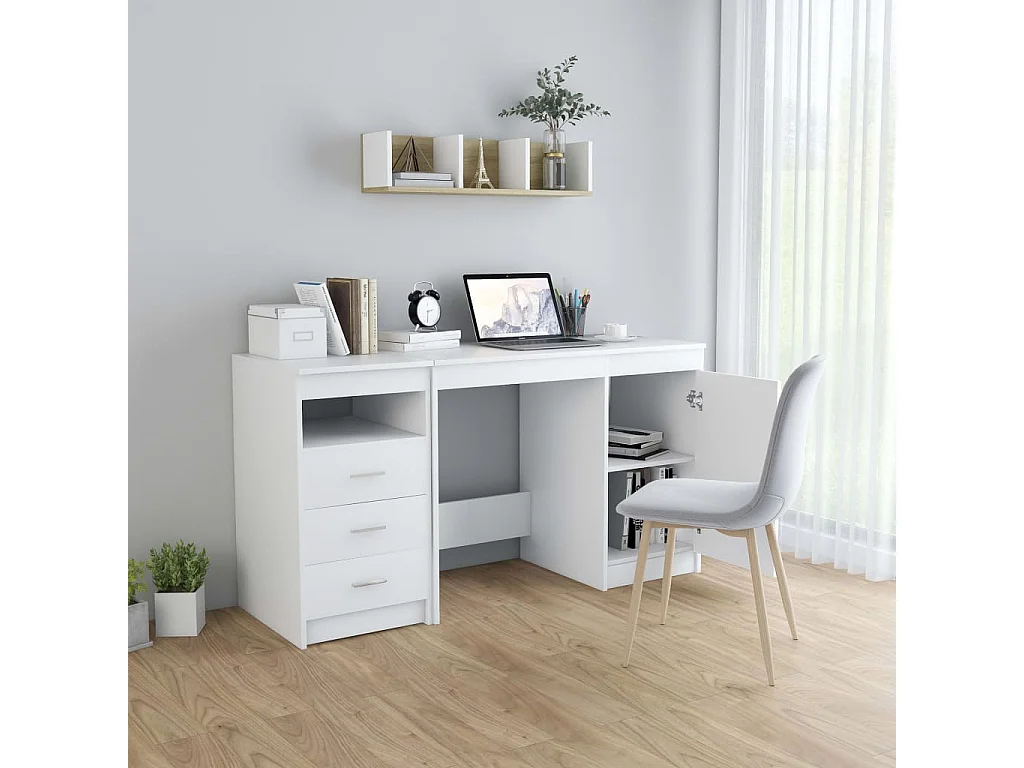 Hristina  Bureau Blanc 140x50x76 cm Bois d’ingénierie