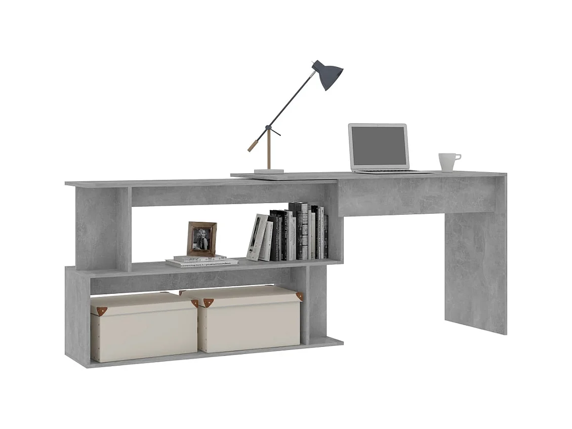 Jakobstad  Bureau d'angle Gris béton 200x50x76 cm Bois d’ingénierie