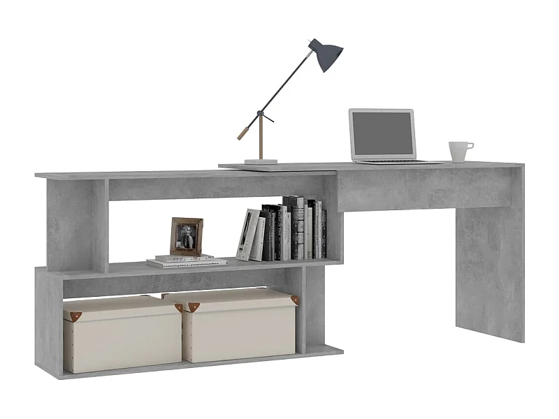 Jakobstad  Hoekbureau 200x50x76 cm bewerkt hout betongrijs
