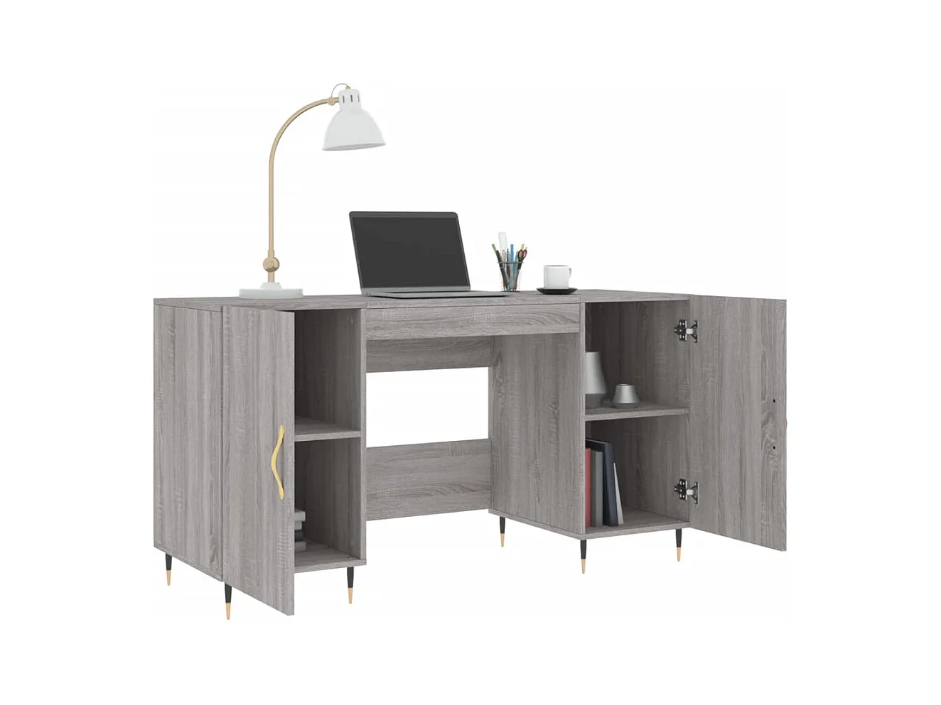 Kahina  Bureau sonoma gris 140x50x75 cm bois d'ingénierie