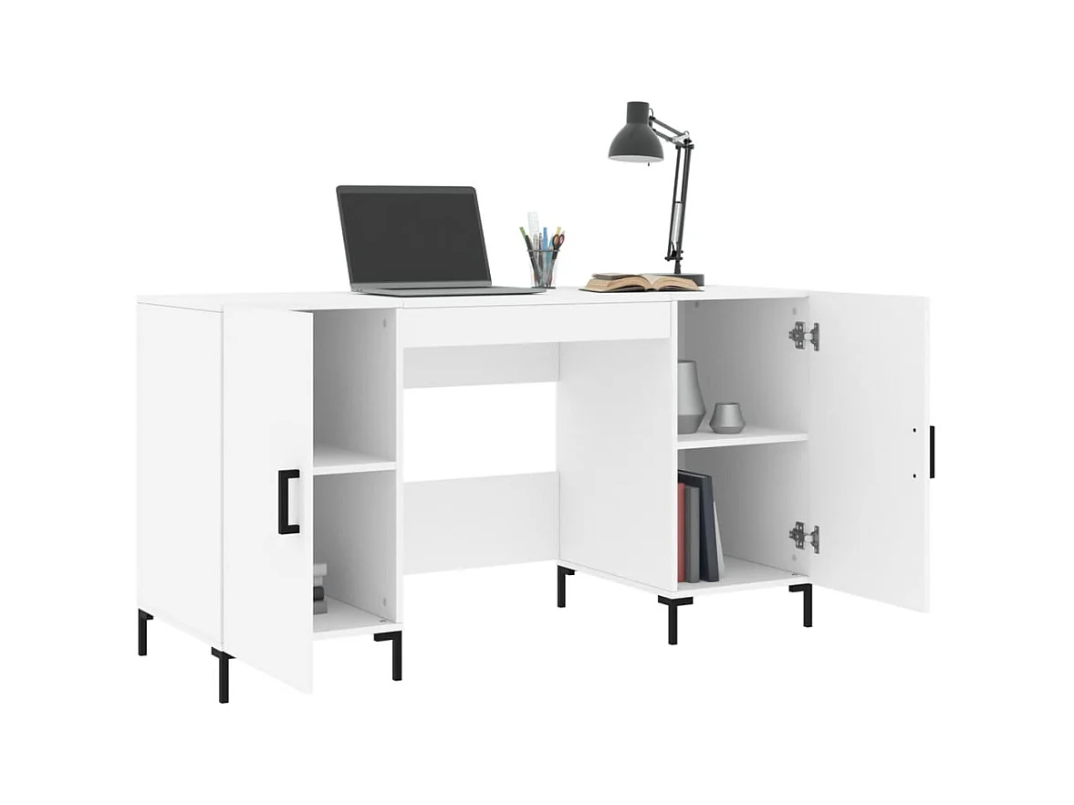 Ljorin  Bureau blanc 140x50x75 cm bois d'ingénierie