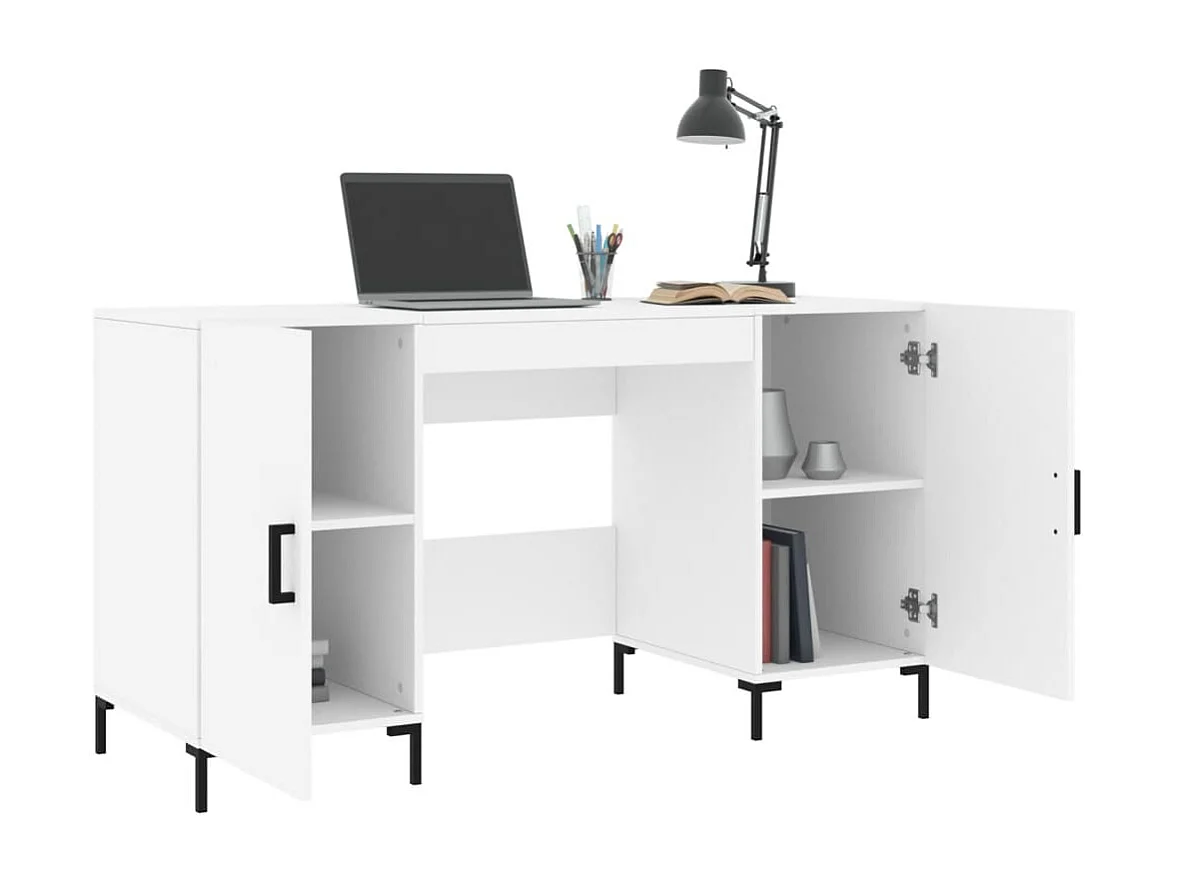 Ljorin  Bureau blanc 140x50x75 cm bois d'ingénierie