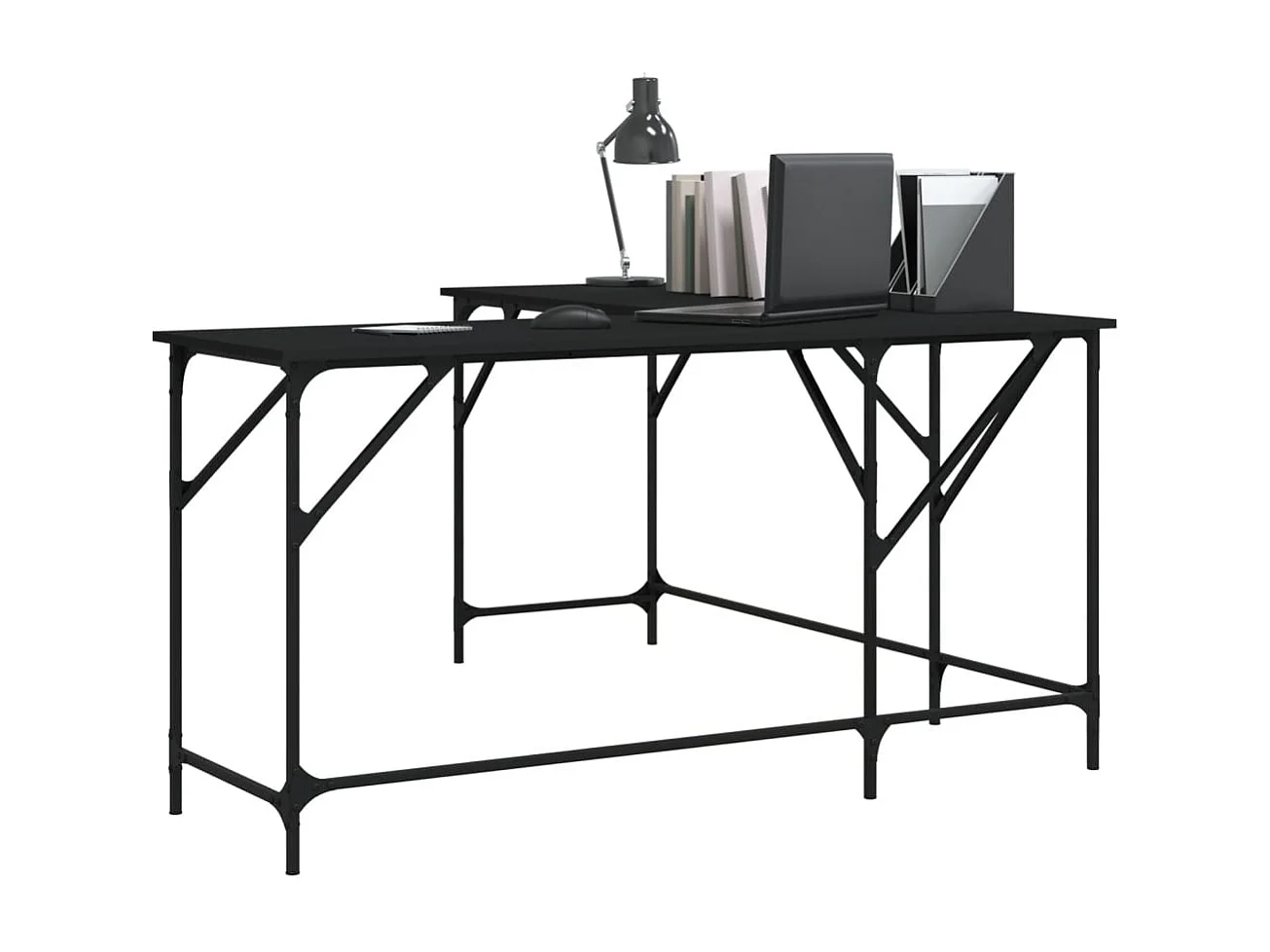 Prolenta Premium -  Bureau noir 149x149x75 cm bois d'ingénierie