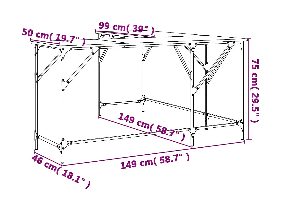 Prolenta Premium -  Bureau noir 149x149x75 cm bois d'ingénierie