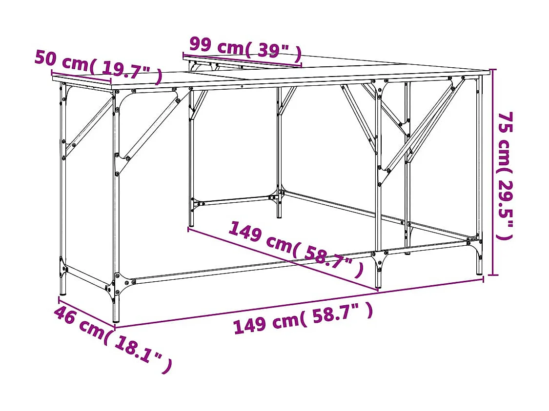 Prolenta Premium -  Bureau noir 149x149x75 cm bois d'ingénierie