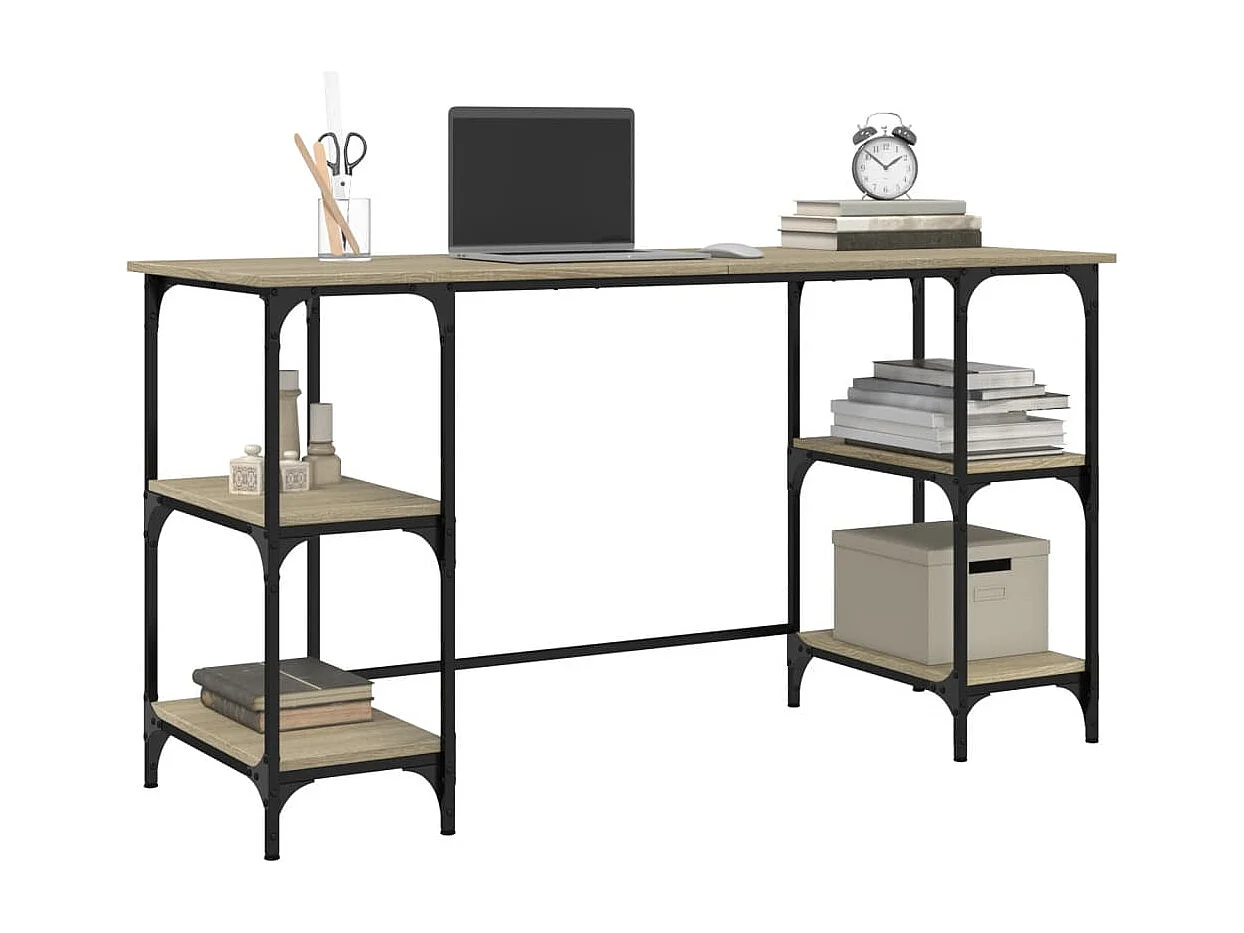 Prolenta Premium -  Escritorio metal madera de ingeniería roble Sonoma 140x50x75 cm
