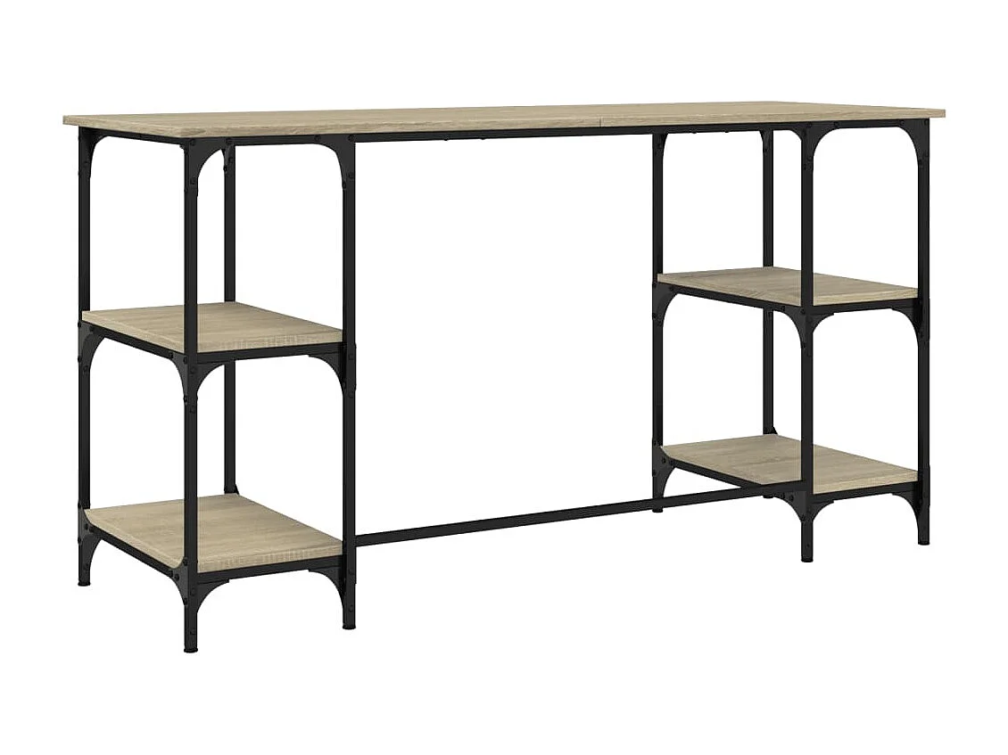 Caragh  Bureau chêne sonoma 140x50x75 cm métal et bois d'ingénierie