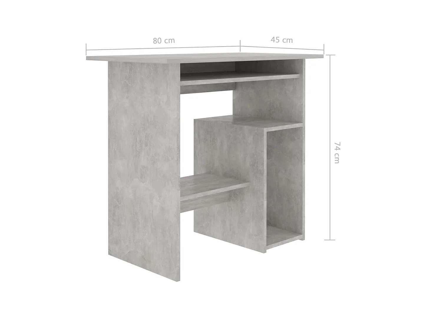 Liza  Bureau Gris béton 80x45x74 cm Bois d’ingénierie