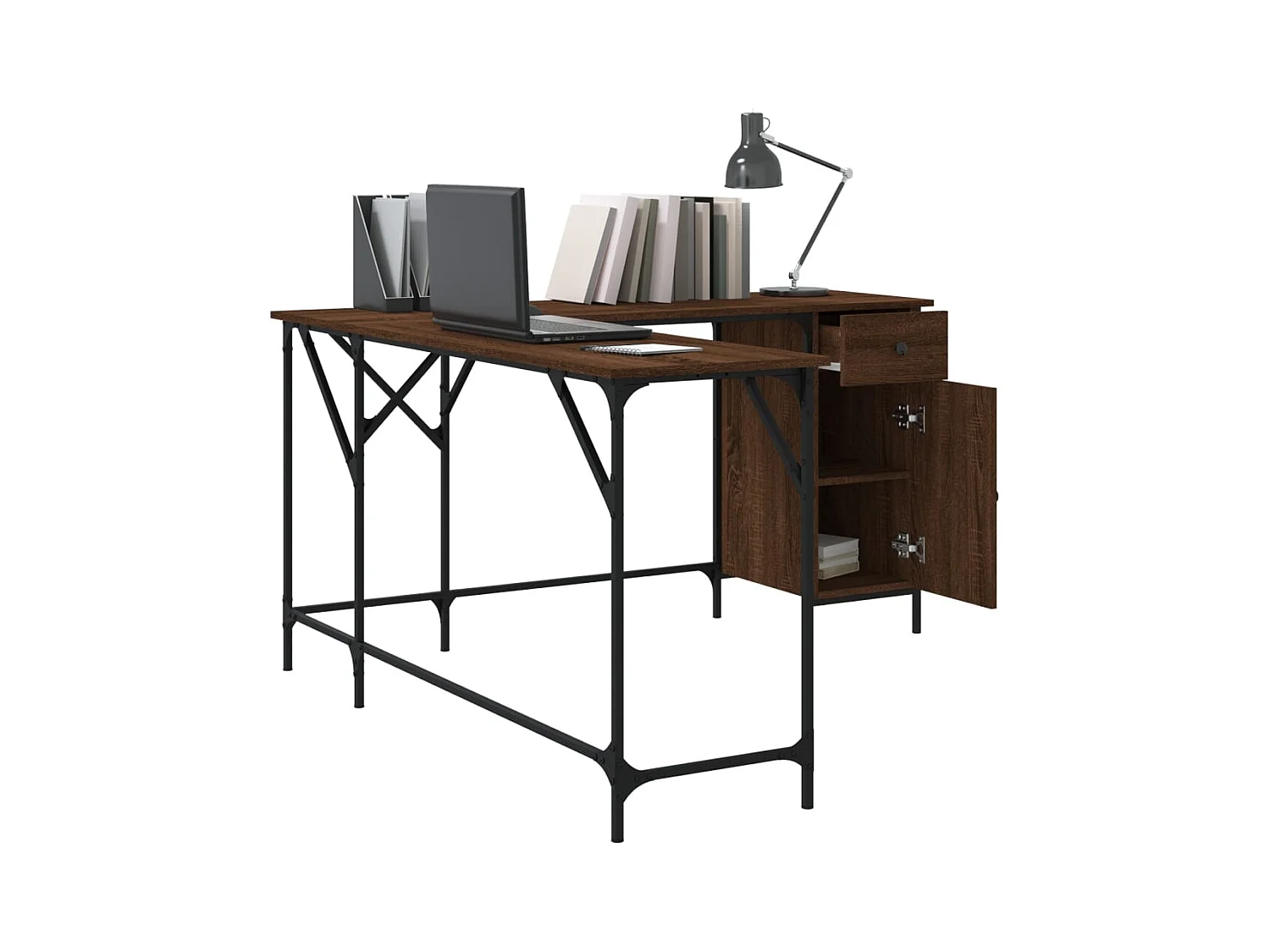 Nicklas  Bureau chêne marron 141x141x75 cm bois d'ingénierie