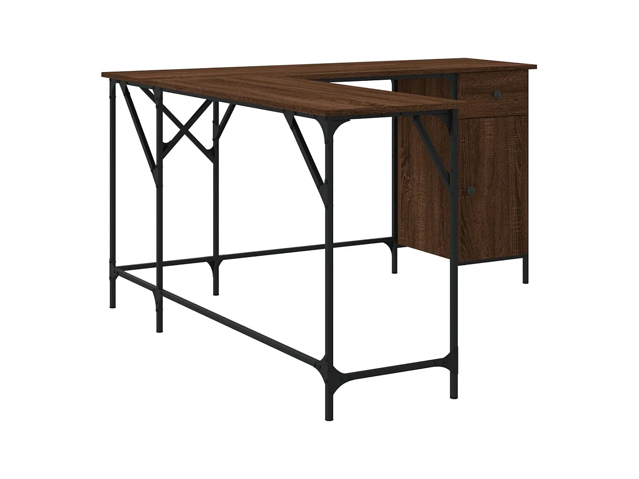 Nicklas  Bureau chêne marron 141x141x75 cm bois d'ingénierie