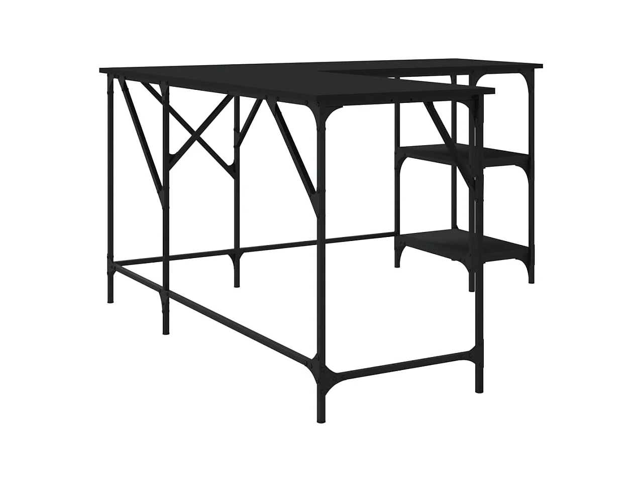 Selma  Bureau noir 139x139x75 cm bois d'ingénierie
