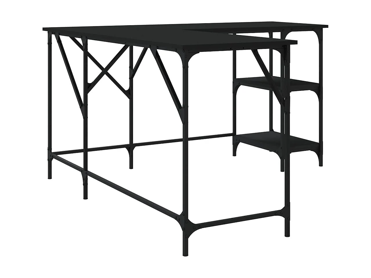 Selma  Bureau noir 139x139x75 cm bois d'ingénierie