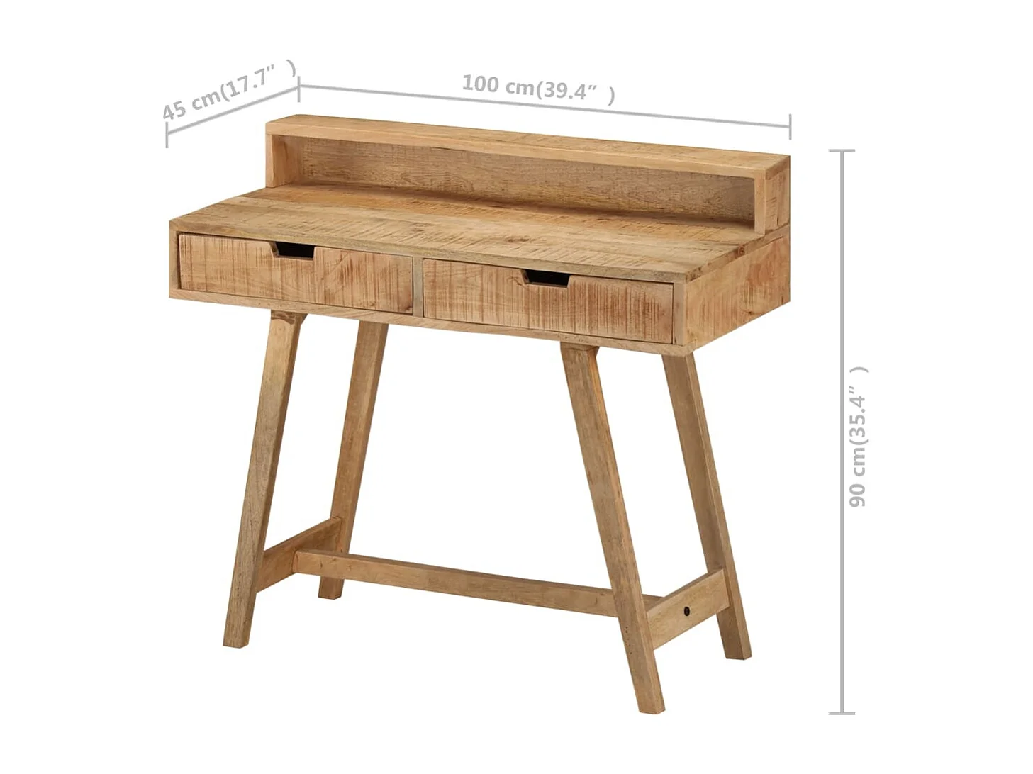 Eloira  Bureau 100x45x90 cm Bois de manguier brut solide