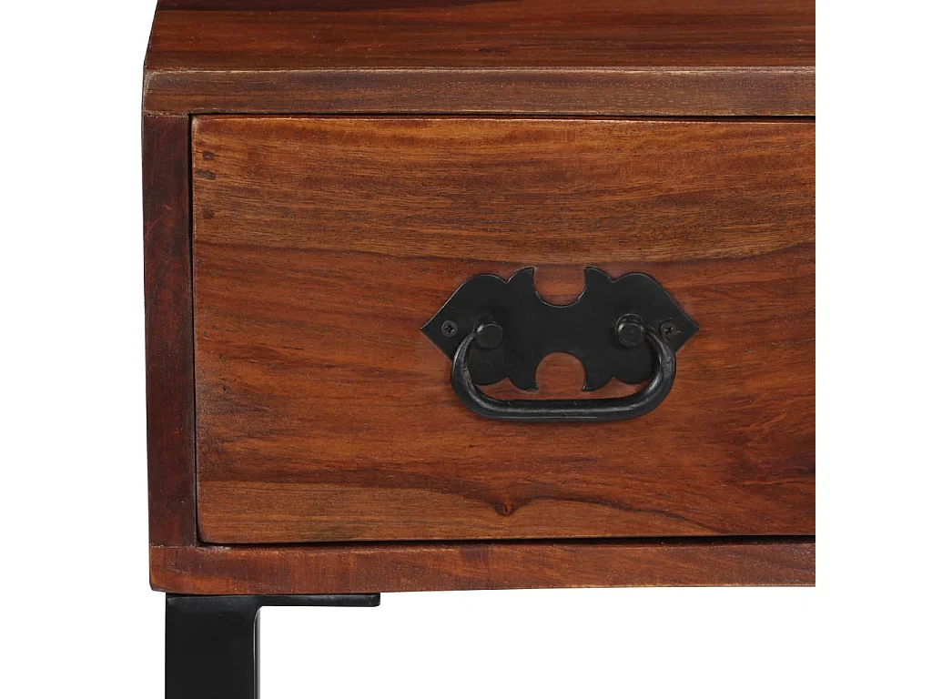 Garenor  Bureau Bois de Sesham massif et cuir véritable 117x50x76 cm