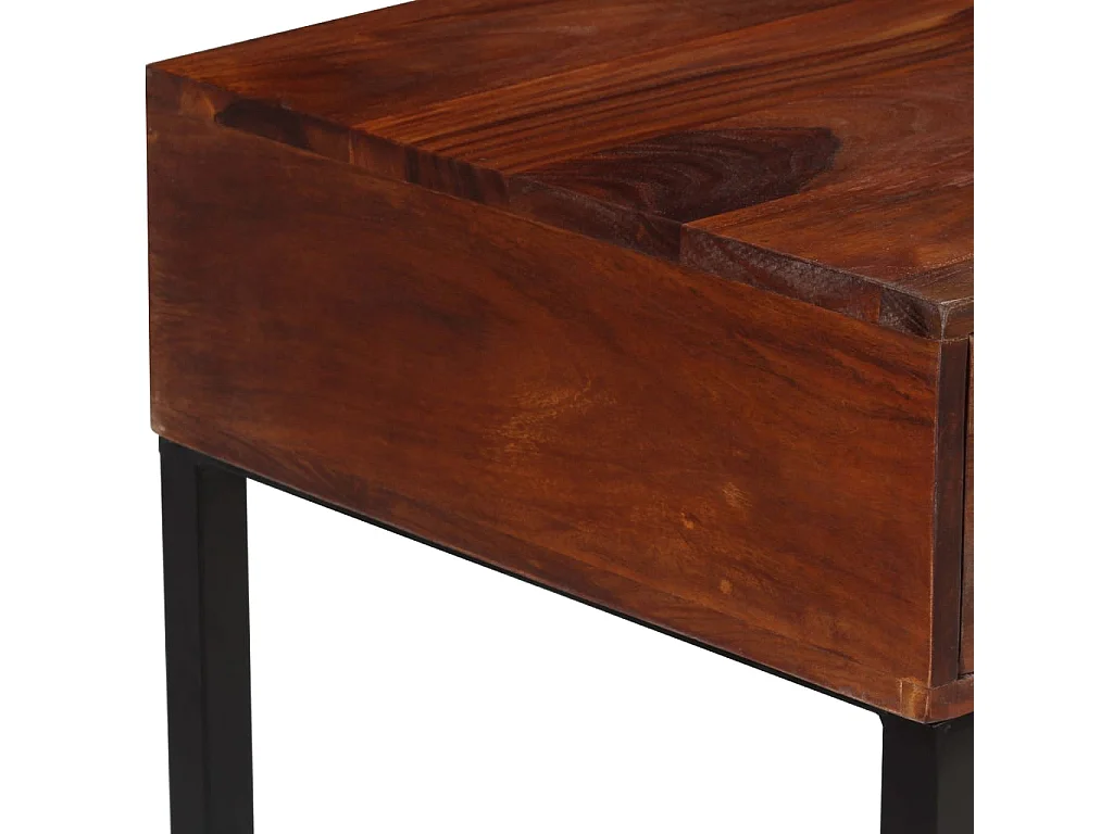 Garenor  Bureau Bois de Sesham massif et cuir véritable 117x50x76 cm