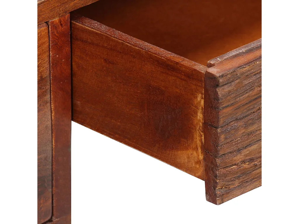 Garenor  Bureau Bois de Sesham massif et cuir véritable 117x50x76 cm