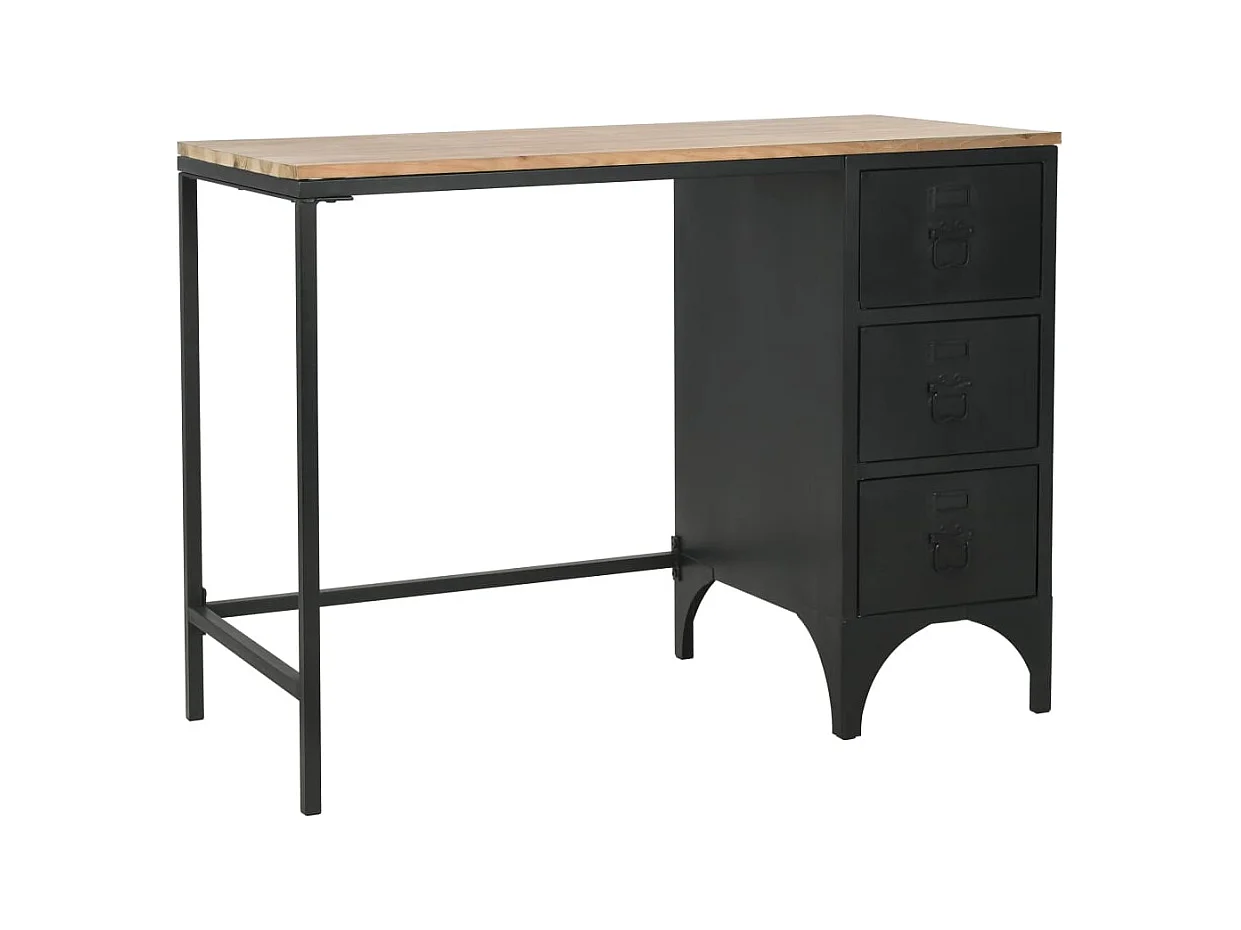 Garden Furniture -  Bureau à piédestal unique Bois de sapin et acier 100x50x76 cm