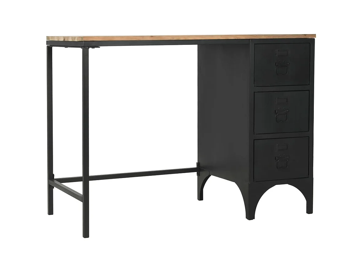 Garden Furniture -  Bureau à piédestal unique Bois de sapin et acier 100x50x76 cm