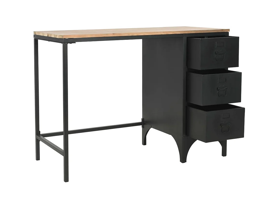 Garden Furniture -  Bureau à piédestal unique Bois de sapin et acier 100x50x76 cm