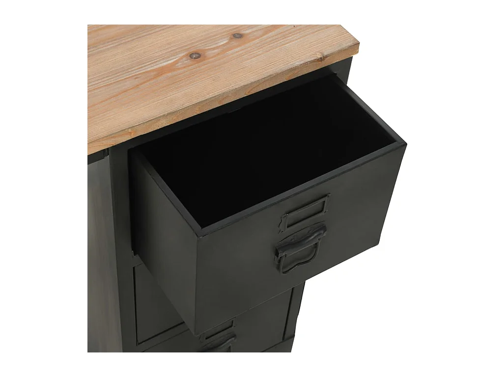 Garden Furniture -  Bureau à piédestal unique Bois de sapin et acier 100x50x76 cm