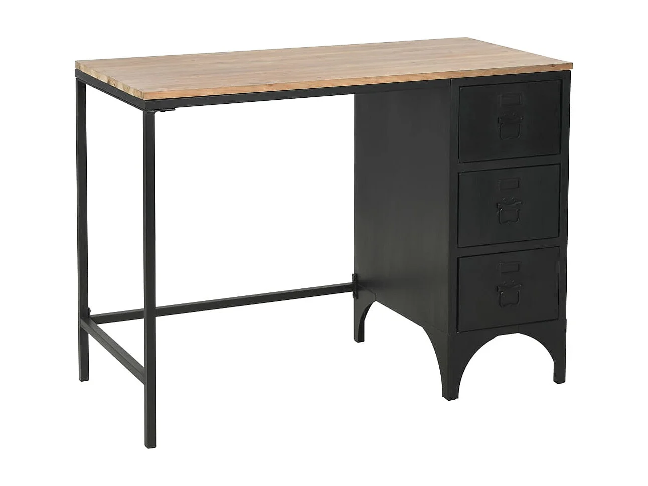 Garden Furniture -  Bureau à piédestal unique Bois de sapin et acier 100x50x76 cm