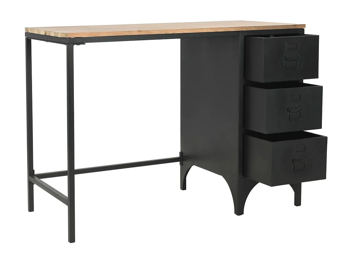 Garden Furniture -  Bureau à piédestal unique Bois de sapin et acier 100x50x76 cm