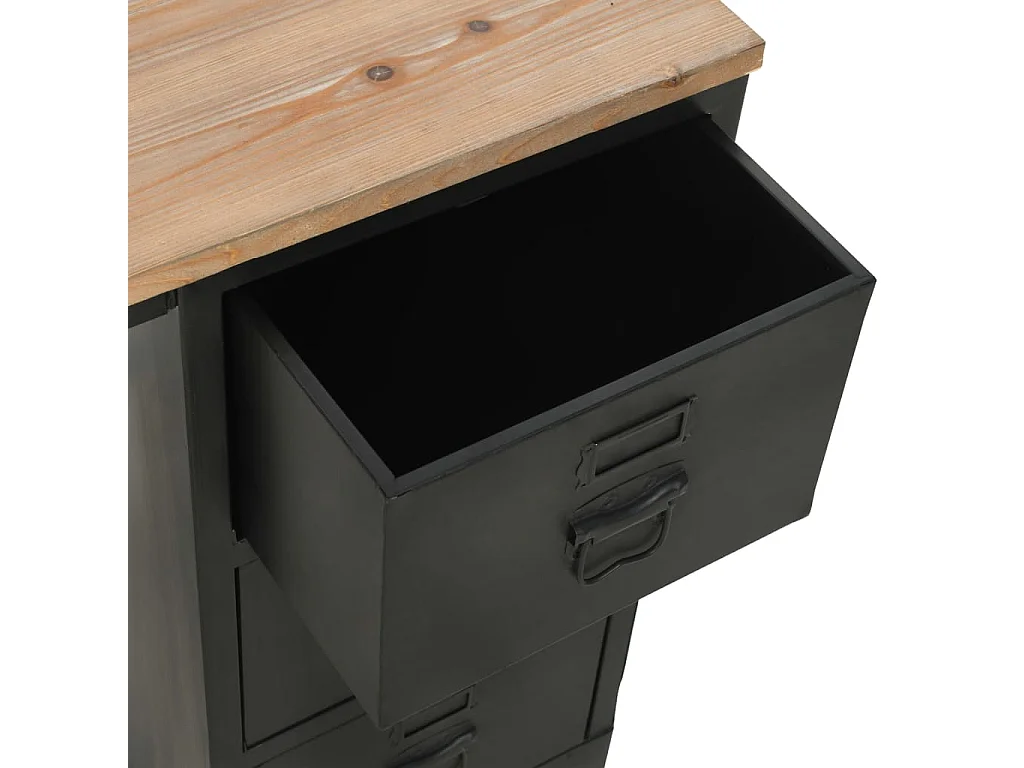 Garden Furniture -  Bureau à piédestal unique Bois de sapin et acier 100x50x76 cm