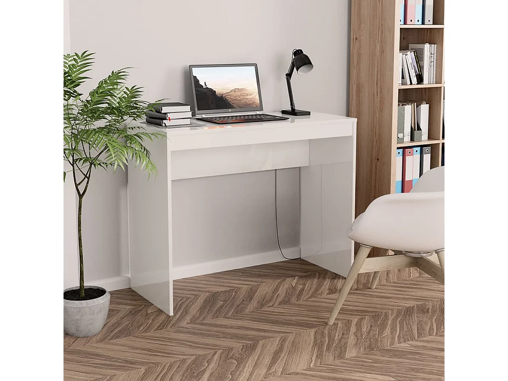 Cherry Valley  Bureau Blanc brillant 90x40x72 cm Bois d'ingénierie