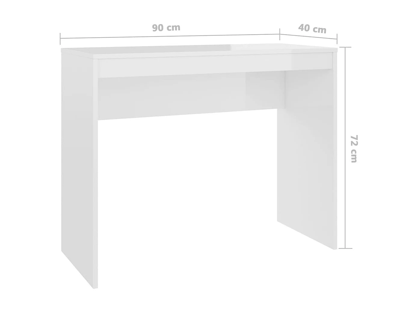 Cherry Valley  Bureau Blanc brillant 90x40x72 cm Bois d'ingénierie