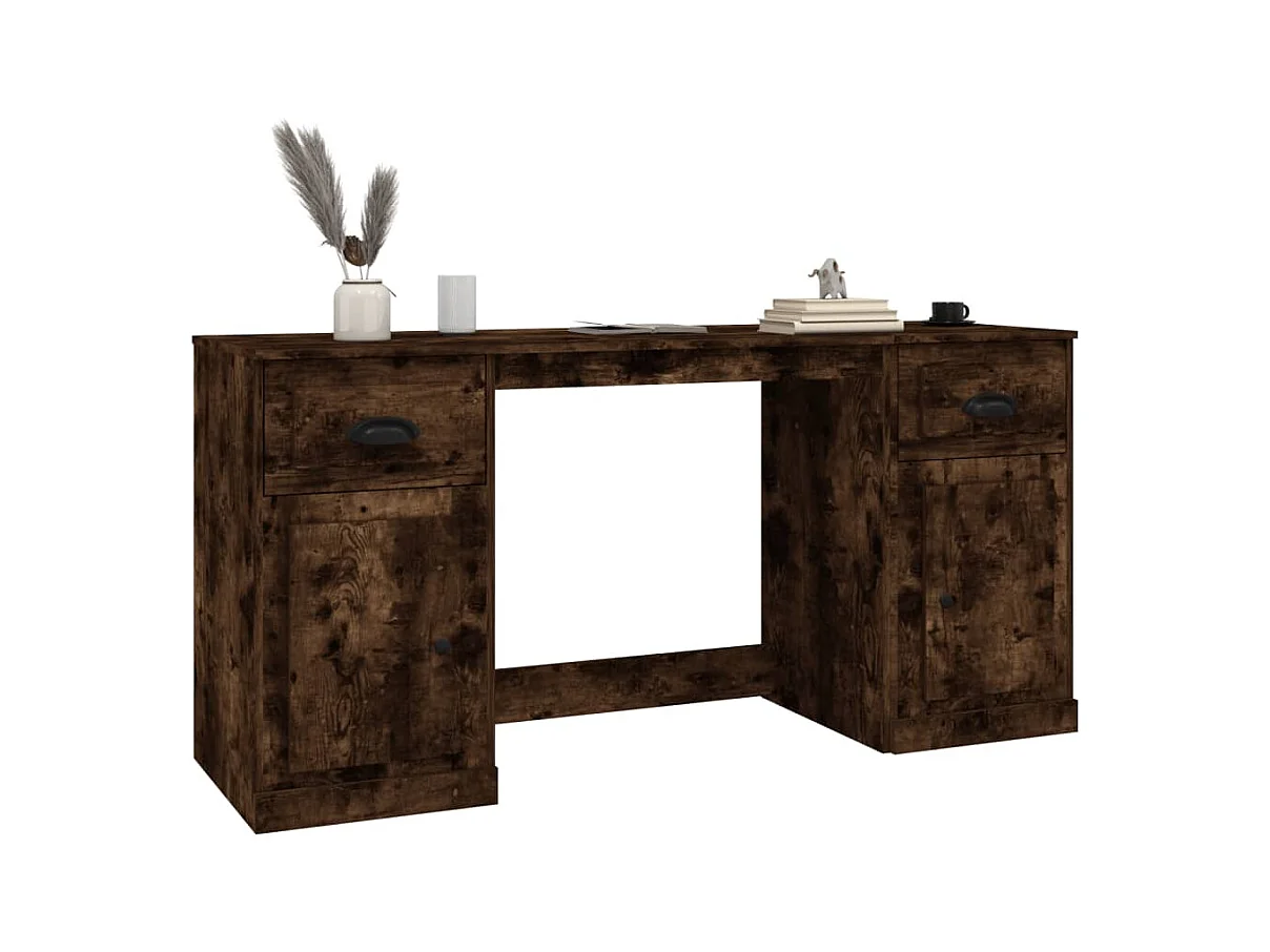 Hakan  Bureau avec armoire chêne fumé bois d'ingénierie
