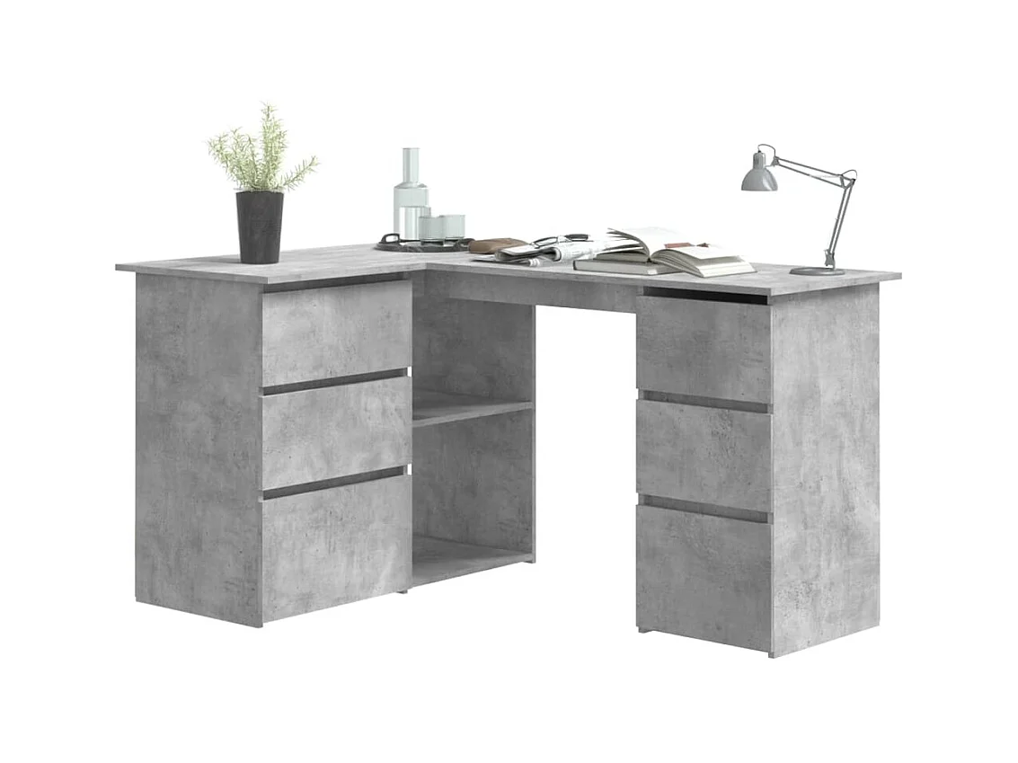 Savukoski  Bureau d'angle Gris béton 145x100x76 cm Bois d'ingénierie