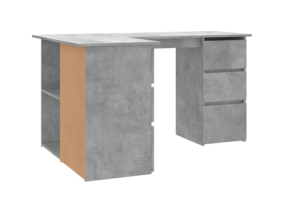 Savukoski  Bureau d'angle Gris béton 145x100x76 cm Bois d'ingénierie