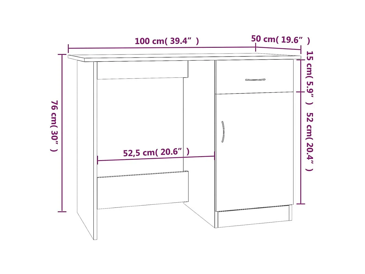 Adriano  Bureau Chêne marron 100x50x76 cm Bois d'ingénierie