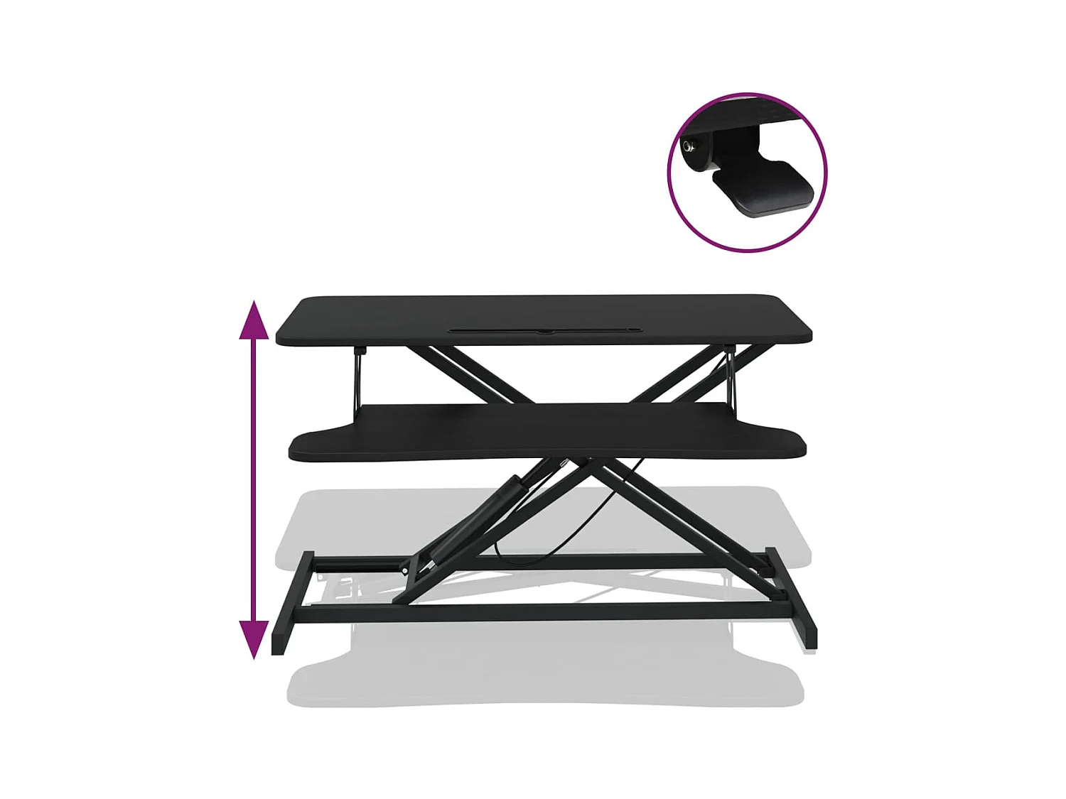 Norbert-Paul  Bureau de travail réglable 90x40x(13-50) cm Acier et bois