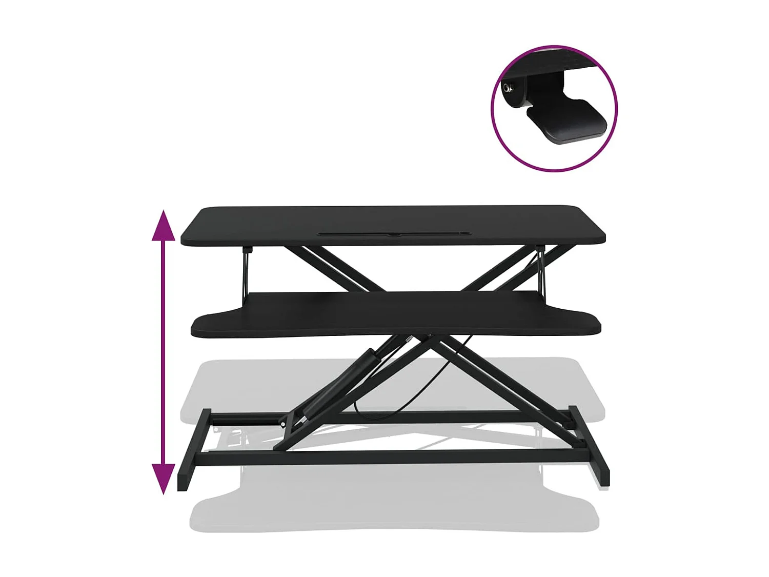 Norbert-Paul  Bureau verstelbaar 90x40x(13-41,5) cm staal en bewerkt hout