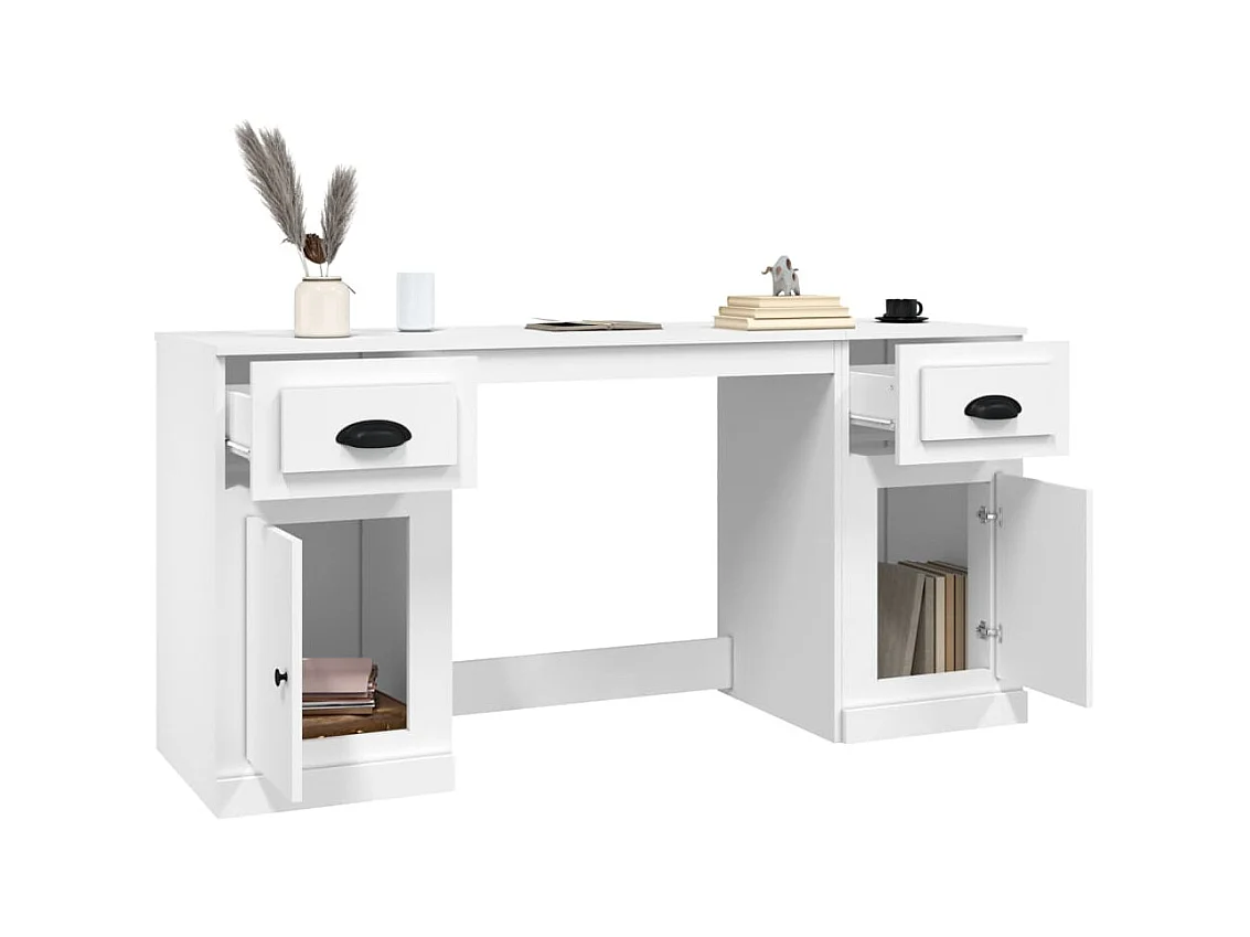 Hakan  Bureau avec armoire blanc bois d'ingénierie