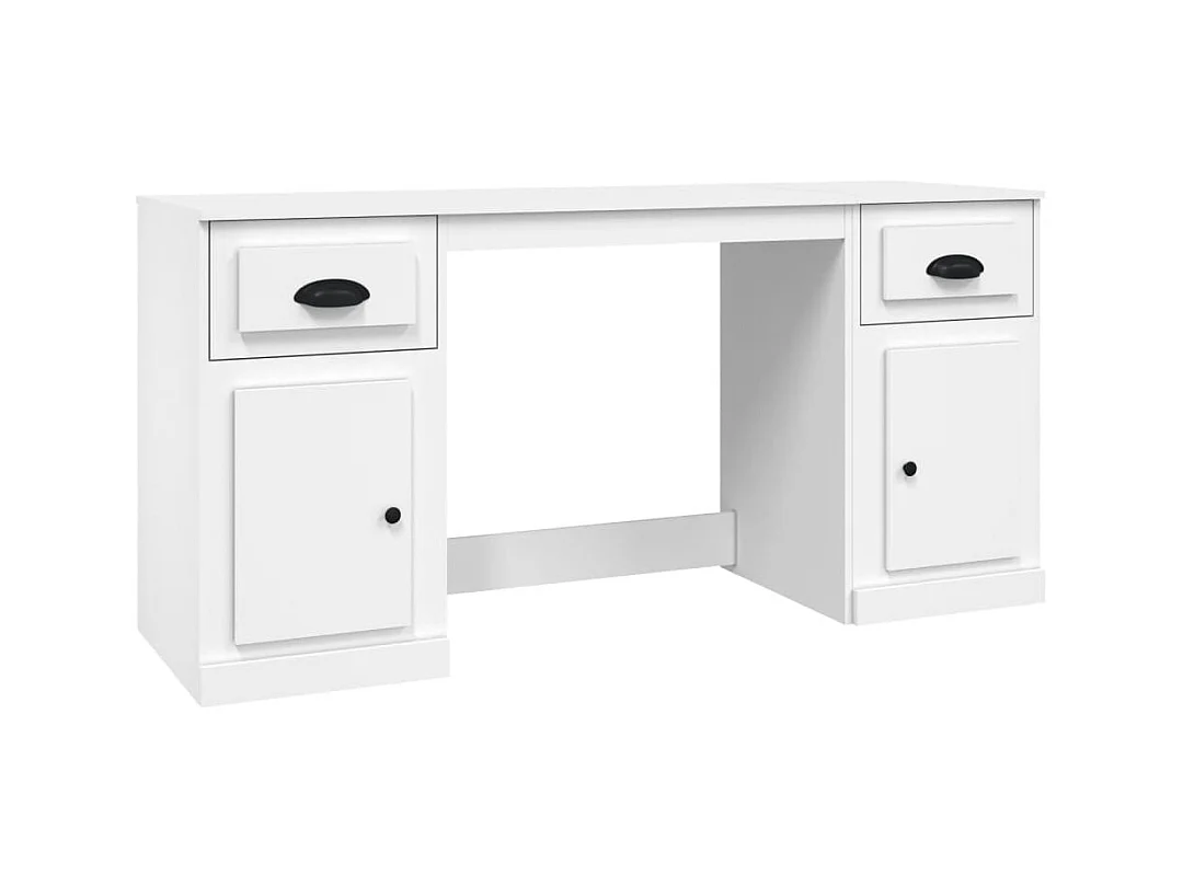 Hakan  Bureau met kast bewerkt hout wit