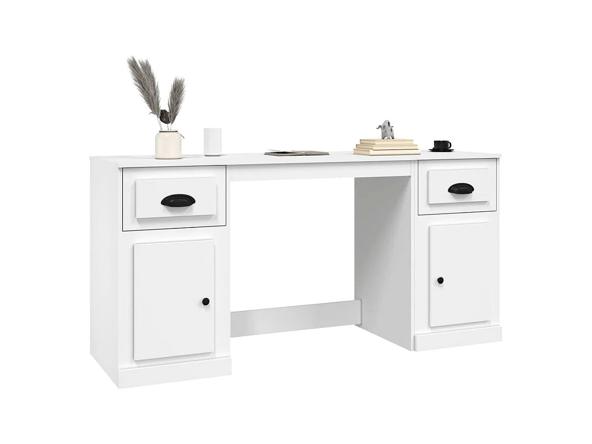 Hakan  Bureau avec armoire blanc bois d'ingénierie