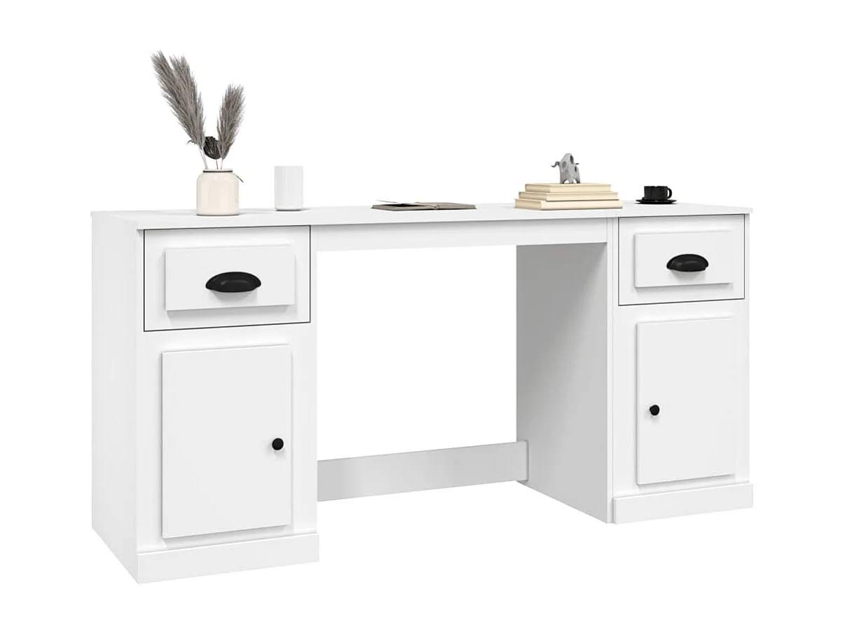 Hakan  Bureau avec armoire blanc bois d'ingénierie